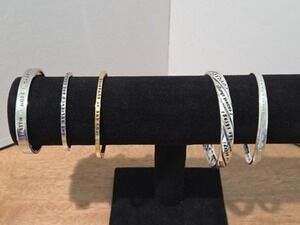 Lot Of 5 Inspirational/Religious  Quotes Cuff Bangle Bracelets Serenity,...